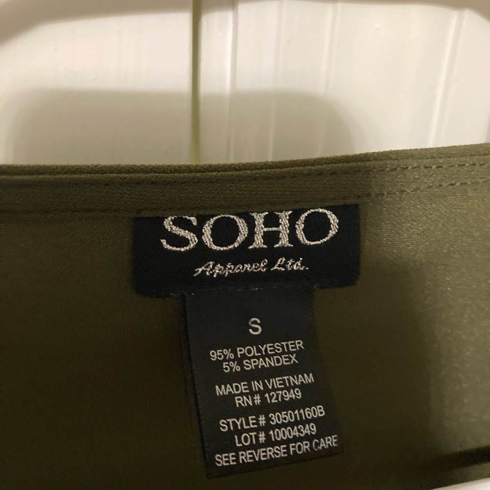 Soho Olive Trench Coat with Gold Accents - Picture 4 of 4